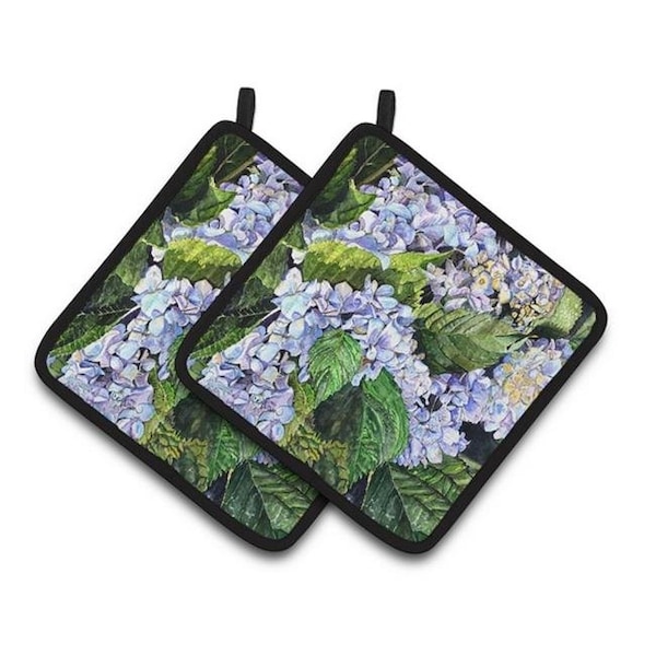 Carolines Treasures Carolines Treasures 8730PTHD Hydrangea Pair of Pot Holders; 7.5 x 3 x 7.5 in. - 8730PTHD