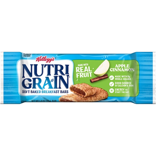 Barras de cereales Kellogg's Nutri-Grain de manzana y canela 1.3 oz, paquete de 96 - 3800035602