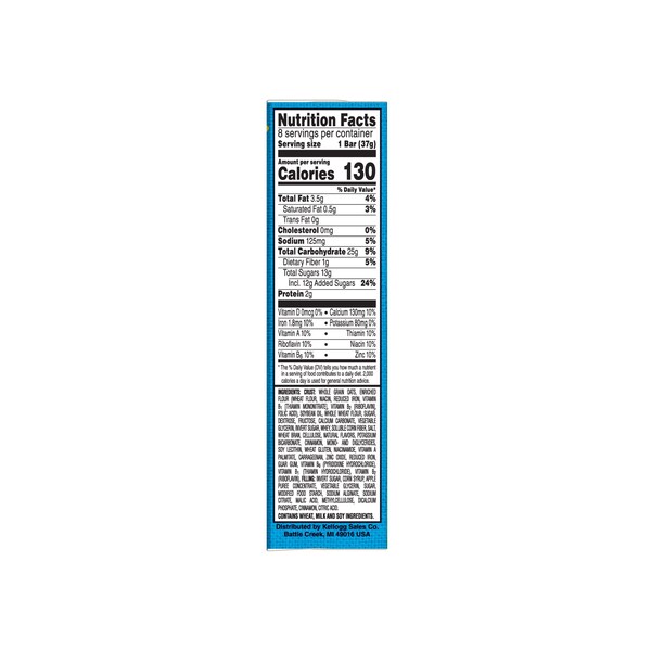 Barras de cereales Kellogg's Nutri-Grain de manzana y canela 1.3 oz, paquete de 96 - 3800035602