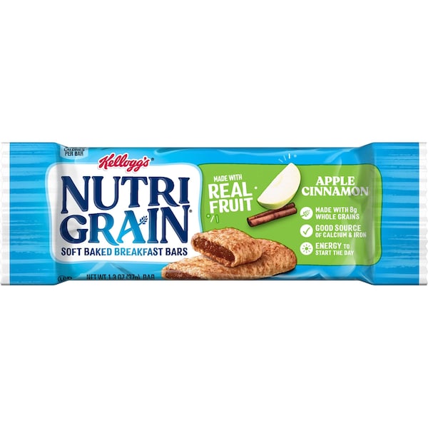 Barras de cereales Kellogg's Nutri-Grain de manzana y canela 1.3 oz, paquete de 96 - 3800035602