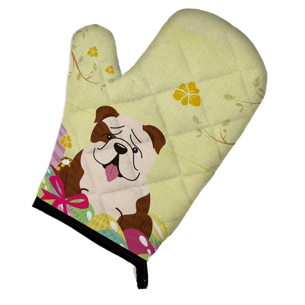 Carolines Treasures Easter Eggs English Bulldog Brindle White Oven Mitt - BB6121OVMT