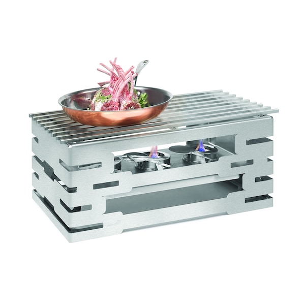 Rosseto Serving Solutions Multi-Chef 10" Stainless Steel Warmer Kit w/ Grill, 3 Fuel Holders, & Reversible Burner Stand, 1SET - SK031