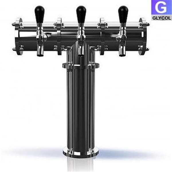Terra Terra TR224-3 Stainless Steel Terra-3 3 Faucet Draft Beer Tower - 3.3 Inch Column - Glycol Cooled - TR224-3
