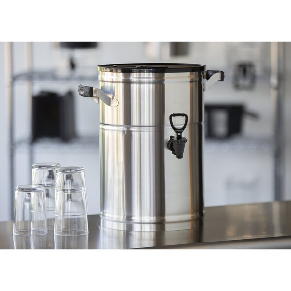 Service Ideas Round Commercial Tea Urn, Stainless Steel, 3 Gallon, Brushed Stainless - ITS3GPL