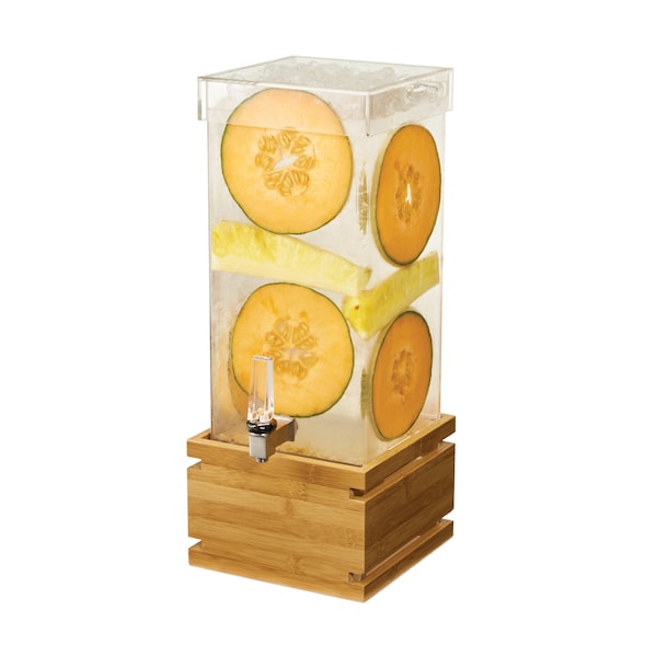 Rosseto Serving Solutions Square 4 Gal. Beverage Dispenser with Bamboo Base and Capped Lid, 1 EA - LD180