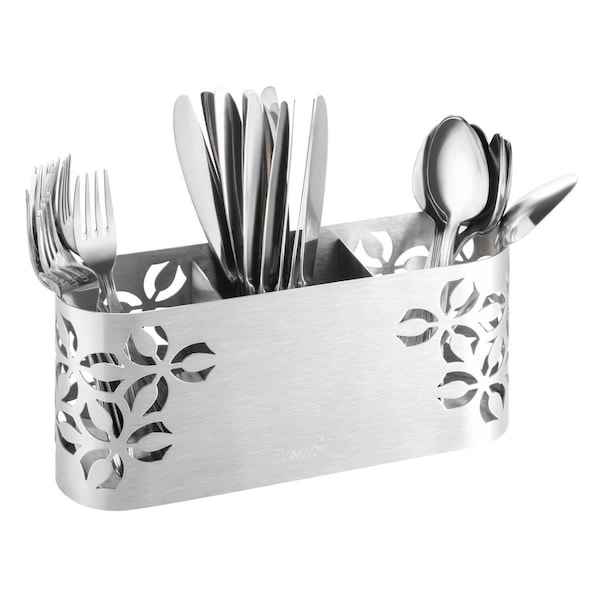 Kitchen Usa Iris Cutlery Holder, Stamped Brushed Stainless Steel - KI2647682