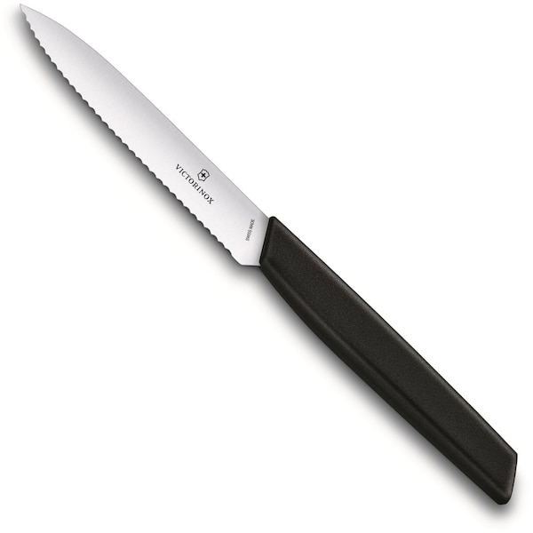 Swiss Army Brands 2024 Victorinox Kitchen Paring, Swiss Modern 4In Paring Knife, Wavy Edge, Black,  - VIC-6.9003.10W