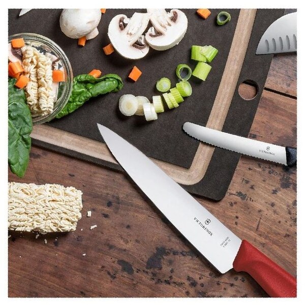 Swiss Army Brands 2024 Victorinox Kitchen Carving, Swiss Classic, 8In Straight Blade, Red - VIC-6.8001.19B