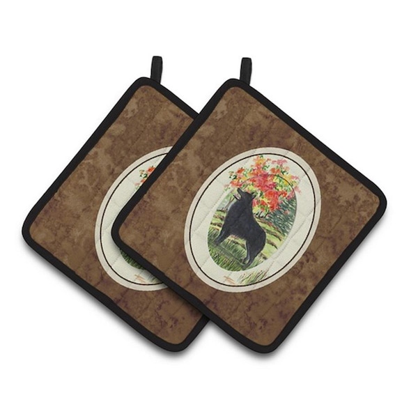 Carolines Treasures Schipperke Pair of Pot Holders, 7.5 x 3 x 7.5 in. - SS8058PTHD