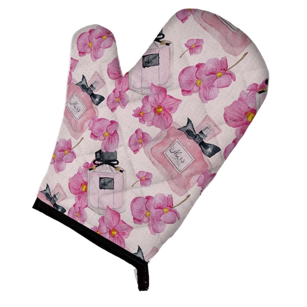Carolines Treasures Watercolor Pink Flowers and Perfume Oven Mitt - BB7510OVMT