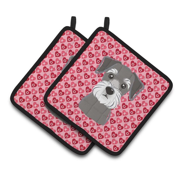 Carolines Treasures Schnauzer Hearts Pair of Pot Holders - BB5276PTHD