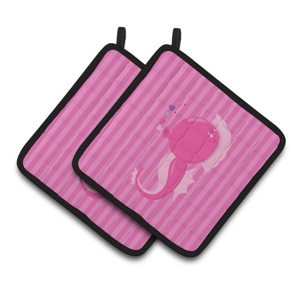Carolines Treasures Pink Seahorse Pair of Pot Holders - BB7130PTHD