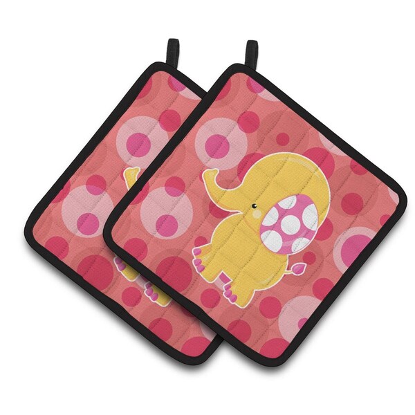 Carolines Treasures Girl Elephant Pair of Pot Holders - BB6828PTHD