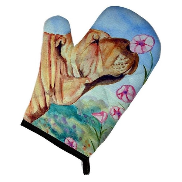 Carolines Treasures Carolines Treasures 7105OVMT Shar Pei Smell the flowers Oven Mitt - 7105OVMT