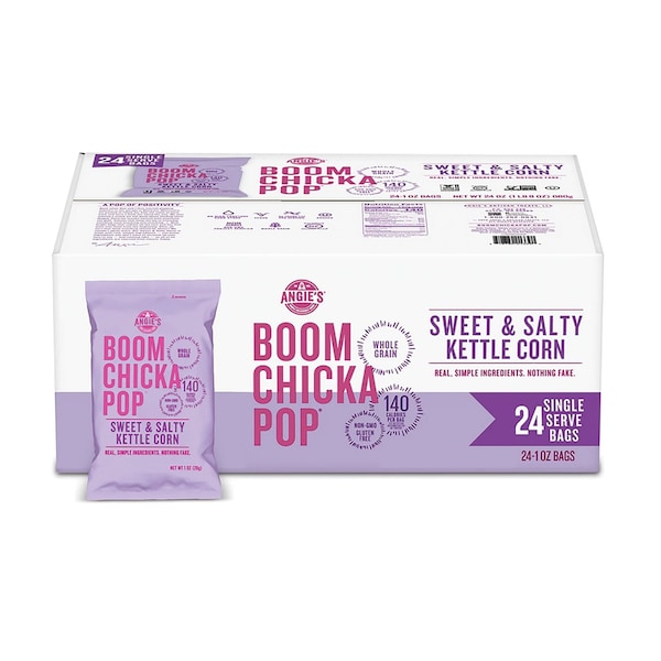 Palomitas de maíz Angies Boomchickapop, Dulces y Saladas, Bolsa de 1 oz, paquete de 24 - OFXSN01213