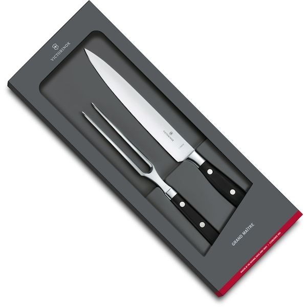 Swiss Army Brands Victorinox Kitchen Grande Maitre, 2 Pc Carving Boxe , Pom Handles, Forged Steel, Parer Gift Box - VIC-7.7243.2