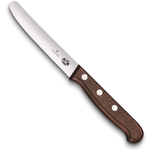 Swiss Army Brands 2024 Victorinox Kitchen Utility, 40.25In Serrated, Round Blade Wood - VIC-5.0830.11G