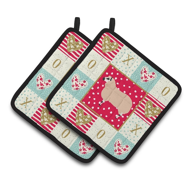 Carolines Treasures 7.5 x 7.5 in. Kerry Hill Sheep Love Pair of Pot Holders - CK5406PTHD