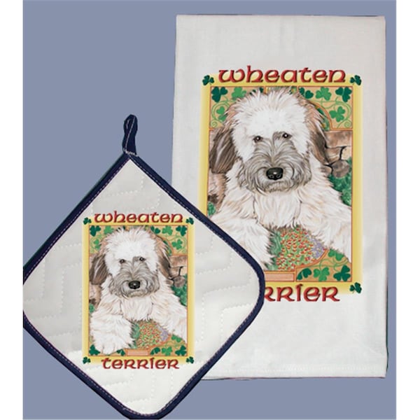 Pipsqueak Productions Dish Towel and Pot Holder Set - Wheaten Terrier - PI392882