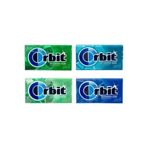 Paquete variado de chicles sin azúcar sabor menta de Green Rabbit Holdings ORBIT, 14 piezas por paquete, 18 paquetes - 22000568