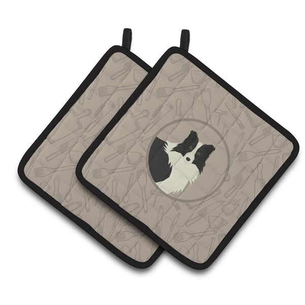 Carolines Treasures Border Collie In the Kitchen Pair of Pot Holders - CK2169PTHD