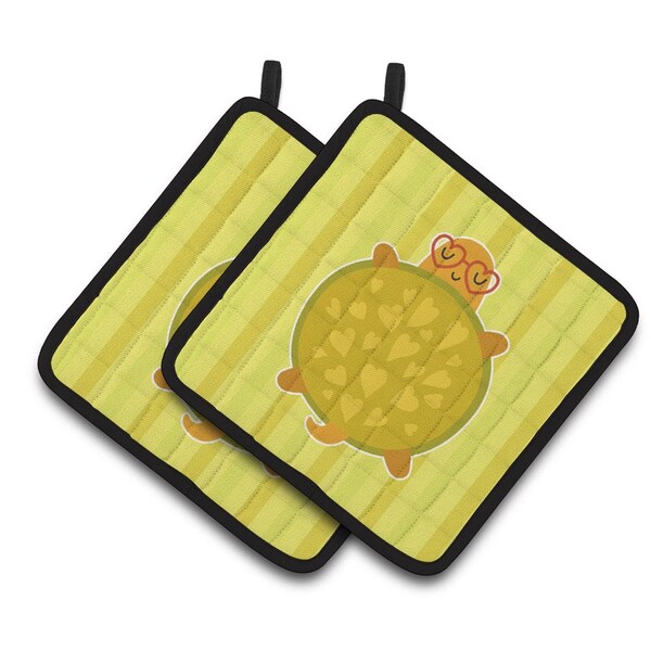 Carolines Treasures Turtle With Glasses Pair of Pot Holders - BB6736PTHD