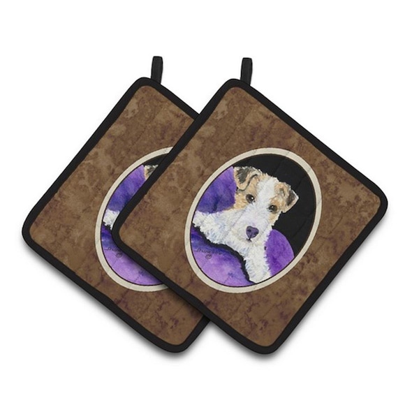 Carolines Treasures Fox Terrier Pair of Pot Holders, 7.5 x 3 x 7.5 in. - SS8971PTHD