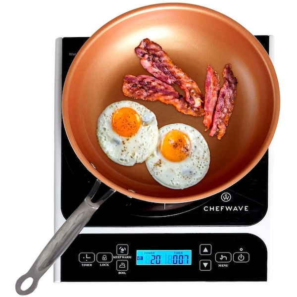 Chefwave LCD 1800W Portable Induction Cooktop w Safety Lock, Bonus 10in Fry Pan - CW-IC01