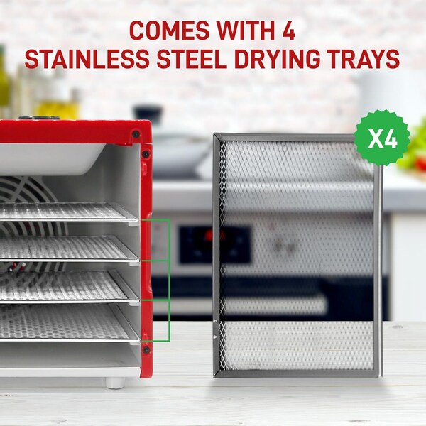Nutrichef 4 Shelf Food Dehydrator, NCDH4S.5 - NCDH4S.5