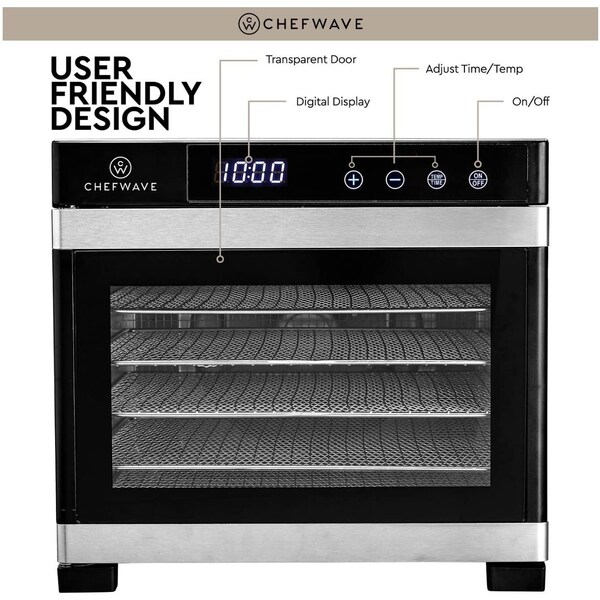 Chefwave 6 Tray Food Dehydrator with Stainless Steel Racks, Temp  Time Control - CW-FD06