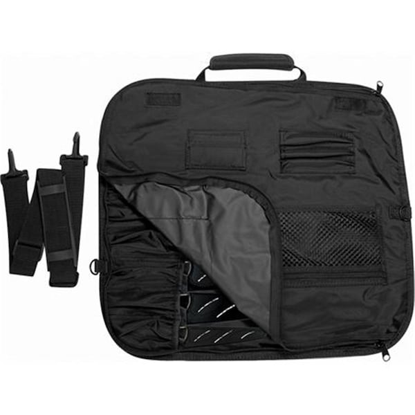 Kitchencrusader 2019N 8-Slot Knife Roll with Straps & White KAI Logo - Black - KI2145455