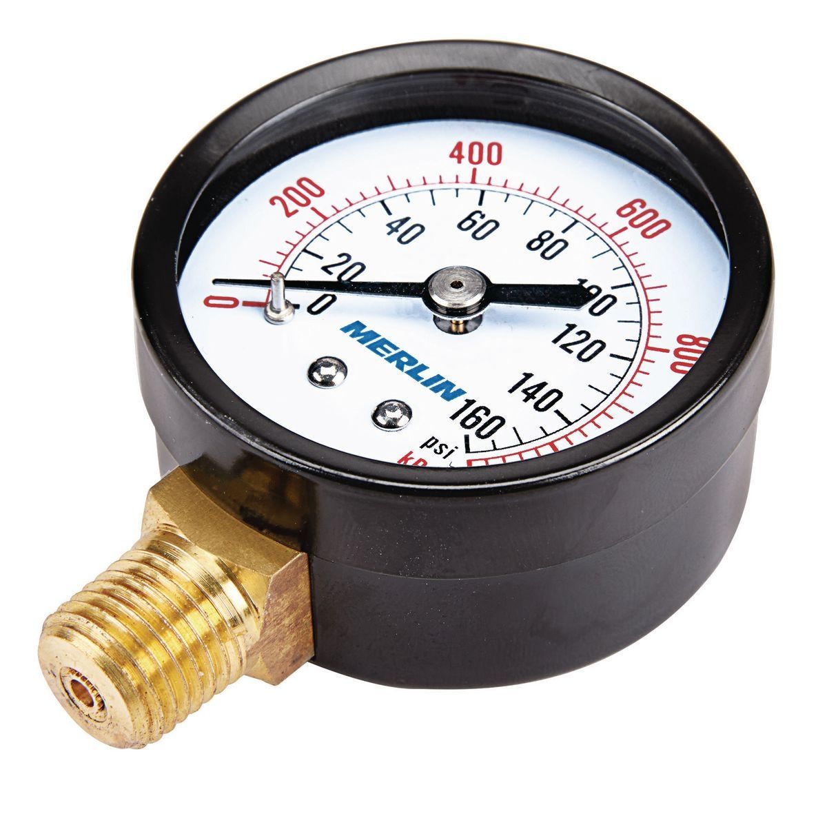 Manómetro de presión lleno en seco con conexión de 1/4 de pulgada NPT y 160 PSI - 64104
