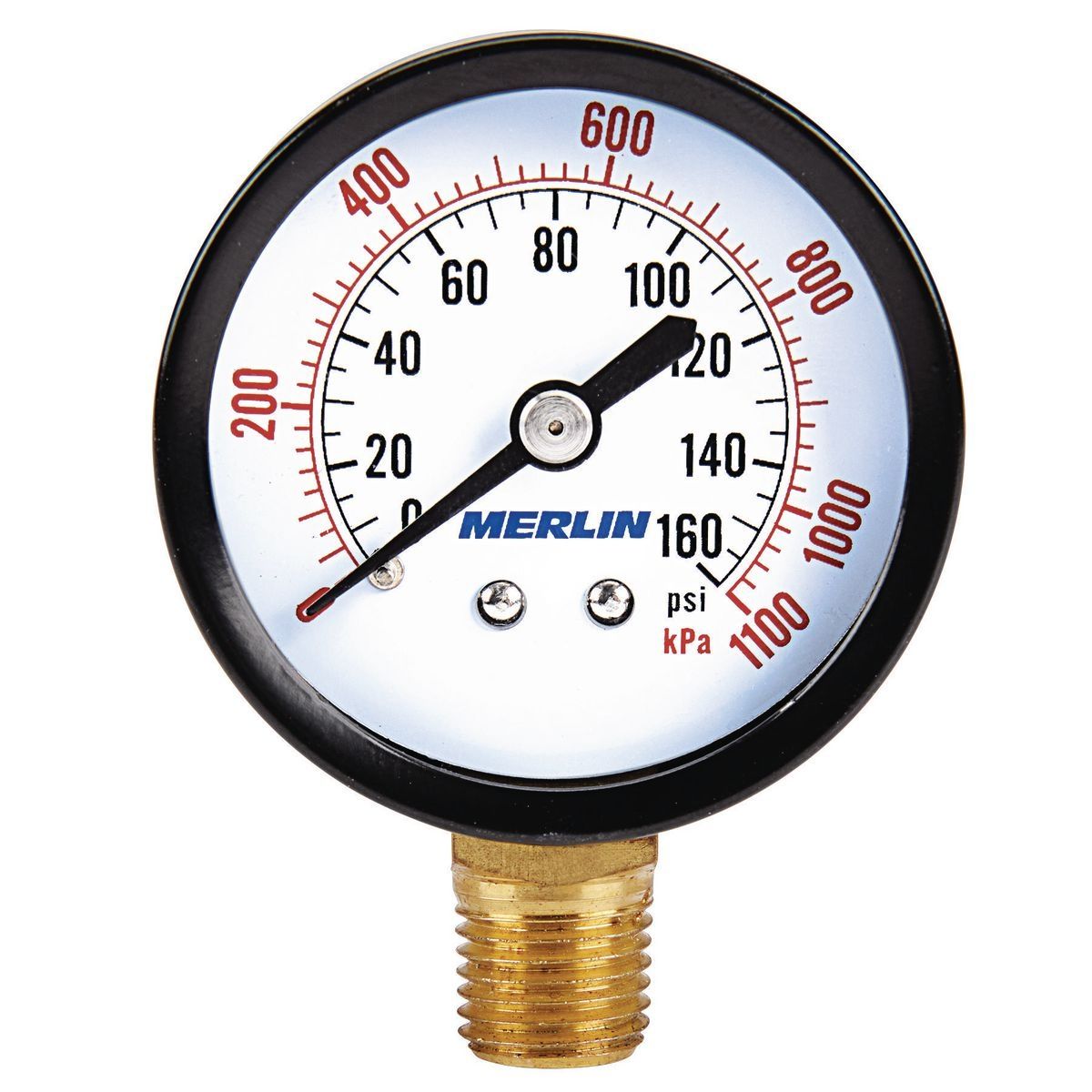 Manómetro de presión lleno en seco con conexión de 1/4 de pulgada NPT y 160 PSI - 64104