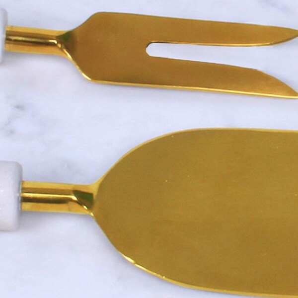 Homeroots 12 in. Round White Marble Cheese Board & Knife Set - 397798