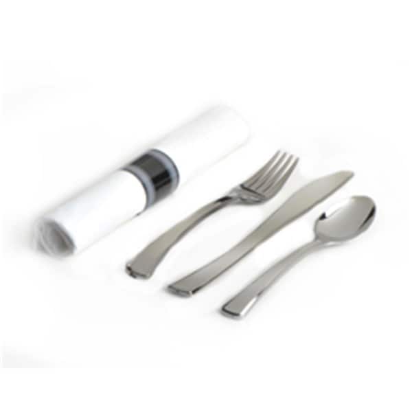 Emi Yoshi EMI Yoshi EMI-GWFKSN Glimmerware Salad Fork; Dinner Knife & Teaspoon Rolled Cutlery Kit; Silver - EMI-GWFKSN