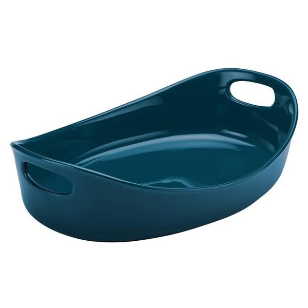 Rachael Ray Rachael Ray 47658 Stoneware Bubble & Brown Oval Baker; 4.5 qt. - Marine Blue - 47658