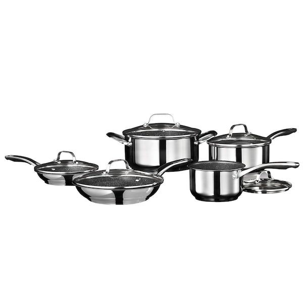 Starfrit Stainless Steel Non-Stick 10-Piece Cookware Set with Stainless Steel Handles - 034611-001-0000