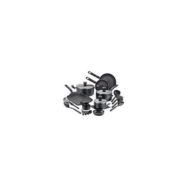 T-Fal T-fal B207SK64 Non-Stick Cookware Set, Aluminum, Black, 20-Piece - B207SK74