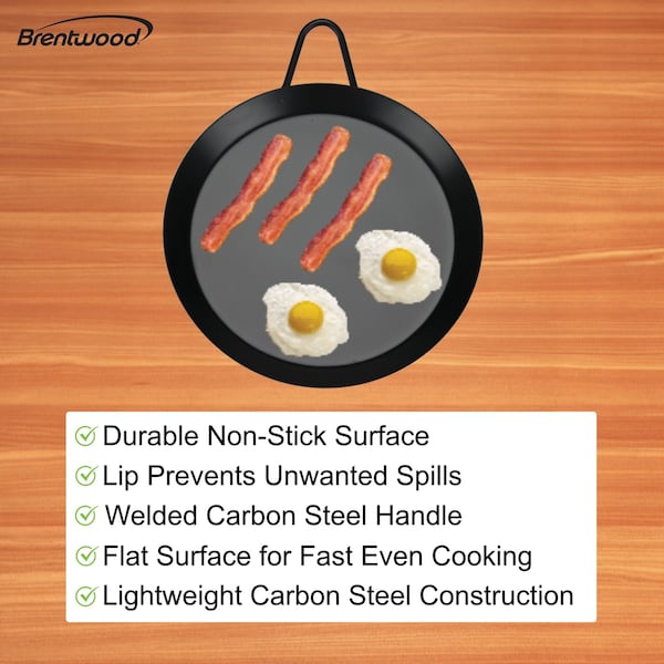 Brentwood Appliances Carbon Steel Non-Stick Round Griddle (9.5-Inch) - BCM-24