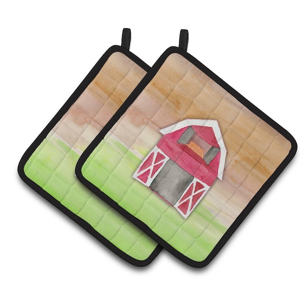 Carolines Treasures Barn Watercolor Pair of Pot Holders - BB7409PTHD