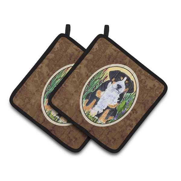 Carolines Treasures Greater Swiss Mountain Dog Pair of Pot Holders, 7.5 x 3 x 7.5 in. - SS8217PTHD