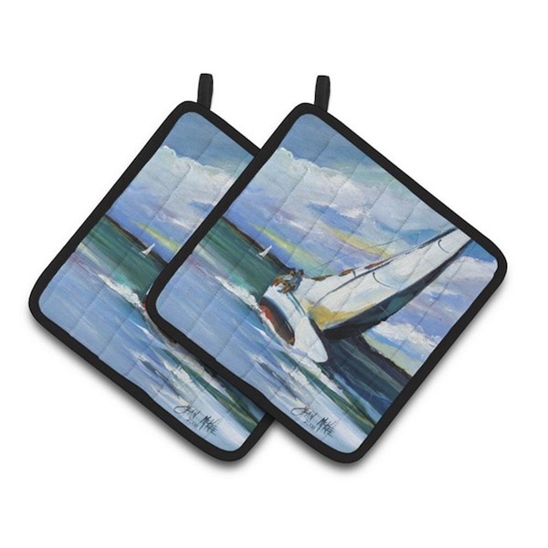 Carolines Treasures Two and a Sailboat Pair of Pot Holders, 7.5 x 3 x 7.5 in. - JMK1232PTHD