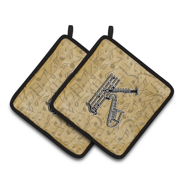 Carolines Treasures Letter K Musical Instrument Alphabet Pair of Pot Holders, 7.5 x 3 x 7.5 in. - CJ2004-KPTHD