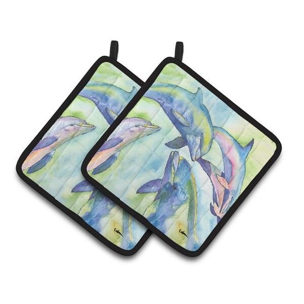 Carolines Treasures Carolines Treasures 8548PTHD Dolphin Pair of Pot Holders - 8548PTHD
