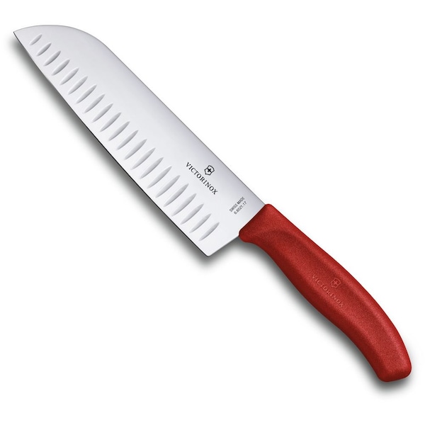 Swiss Army Brands 2024 Victorinox Kitchen Santoku, Swiss Classic, 7In Granton Blade Blister, Red - VIC-6.8521.17B