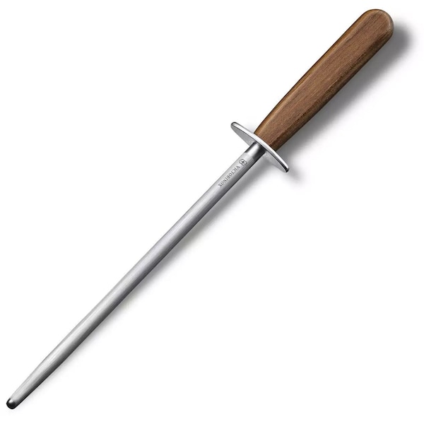 Swiss Army Brands 2024N Victorinox Kitchen Wood Modified Maple, Honing Steel, 10In, Medium-Fine Cut, Round, Black - VIC-7.8308