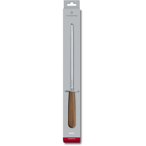 Swiss Army Brands 2024N Victorinox Kitchen Wood Modified Maple, Honing Steel, 10In, Medium-Fine Cut, Round, Black - VIC-7.8308
