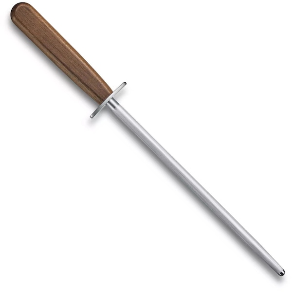 Swiss Army Brands 2024N Victorinox Kitchen Wood Modified Maple, Honing Steel, 10In, Medium-Fine Cut, Round, Black - VIC-7.8308