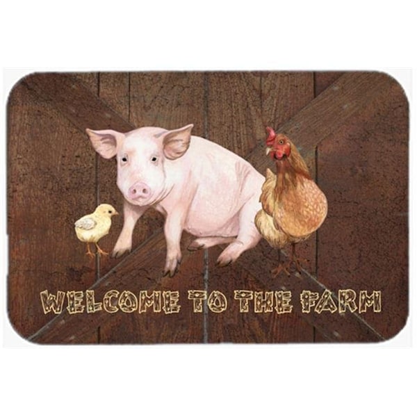 Carolines Treasures Carolines Treasures SB3083LCB Welcome To The Farm With The Pig And Chicken Glass Cutting Board - Large - SB3083LCB