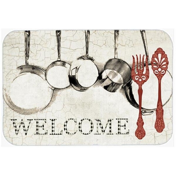 Carolines Treasures Carolines Treasures SB3087LCB Pots And Pans Welcome Glass Cutting Board - Large - SB3087LCB